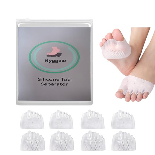 Hyggear Silicone Toe Separator, Multi-Purpose Toe Separators for Hammertoes, Overlapping Toes, Foot Pain Relief (4 Pairs) (Transparent Color)