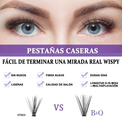 B&Q Lash Clusters Kit 280PCS Eyelash Clusters Kit,30D 40D D 9-16MIX Individual Lash Comfortable Eyelash Extension Set, Classic Look with Bond and Seal Waterproof, Remover DIY at Home(Set,30D+40D)