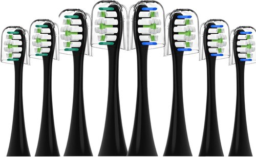 Philips Sonicare Replacement Toothbrush Heads - 8 Pack of Soft Gentle Bristles for Click-On Electric Toothbrushes (Black)