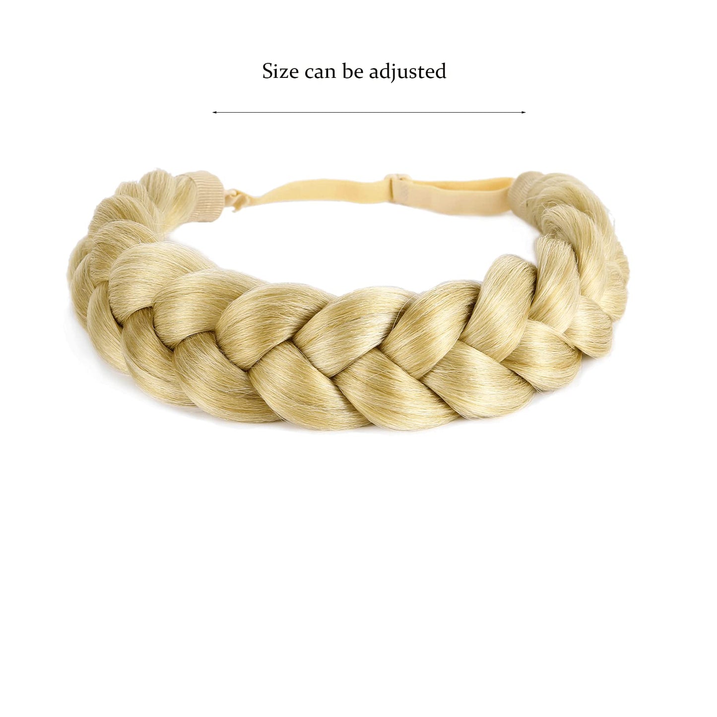 STHEJFB Bohemian Braided Headband Oversized Classic Wide Braids Adjustable Elastic Strap Synthetic Wig Headband Women's Braids Beauty Accessories (Beach Color)