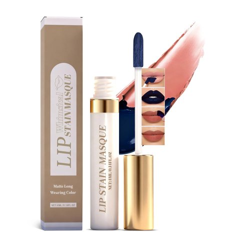Lip Stain Peel Off & Wipe-Off, Long Lasting Waterproof Lip Tint, Smudge Proof, Transfer Resistant, Easy Wipe Finish, High Pigment Matte Lip Color, All-Day Kiss-Proof Lip Makeup，Nude Apricot