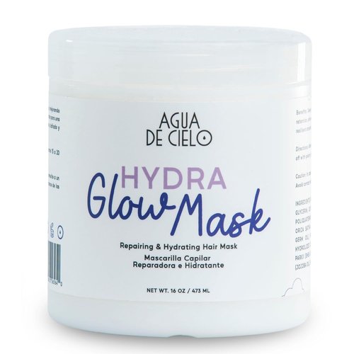 Agua de Cielo Hydra Glow Mask - Deep Conditioning Hair Treatment for Dry, Damaged Hair | Infused with Collagen & Jojoba Oil - 16 Oz