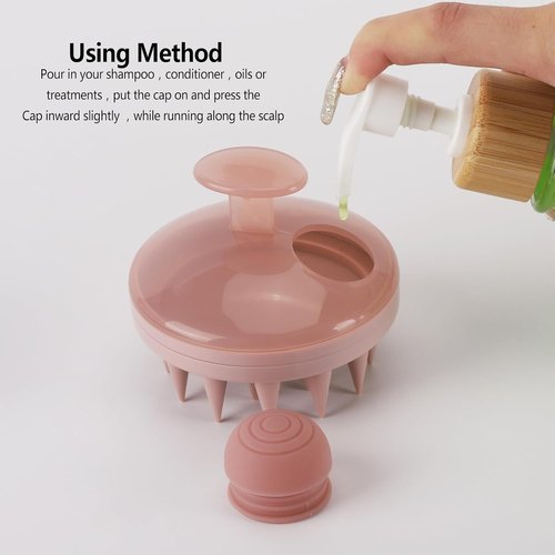 BTYMS Hair Scalp Scrubber - Silicone Shampoo Brush with Dispenser for Dandruff Removal