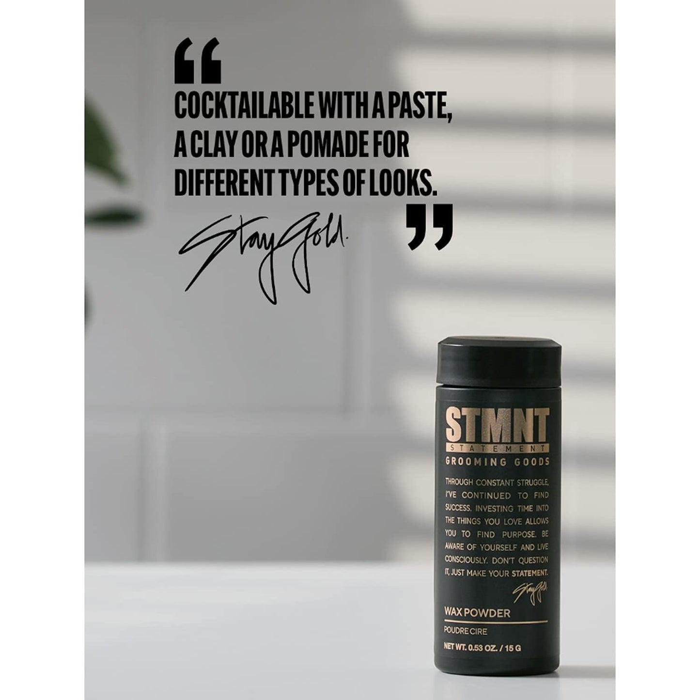 STMNT Grooming Goods Wax Powder - 0.53 Oz | Semi-Matte Finish for Volume & Grip | Easy to Wash Out