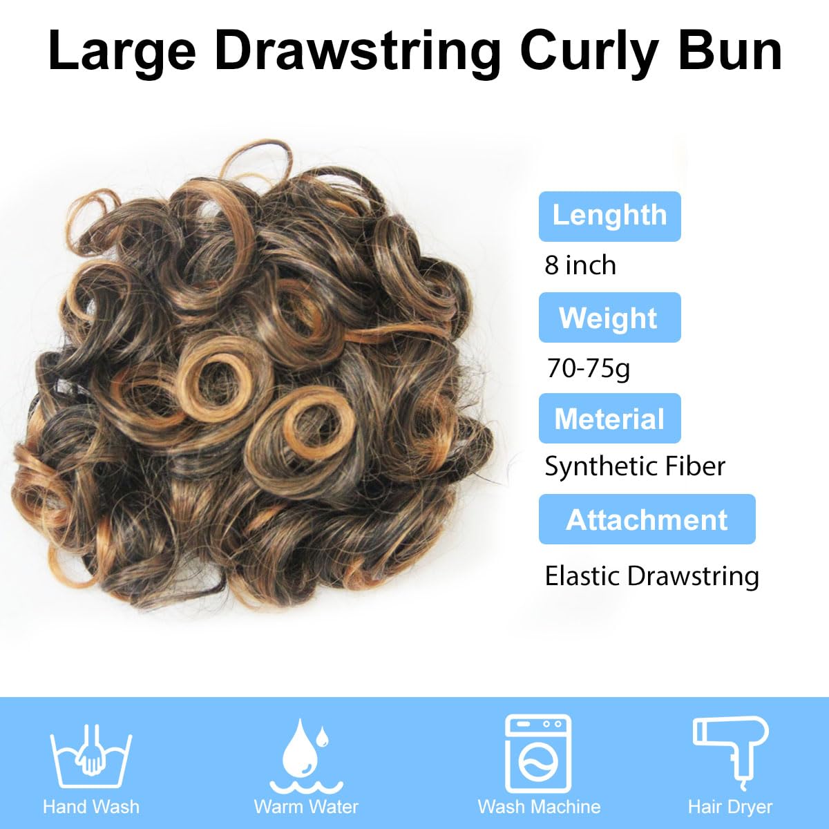 shufang Messy Bun Hair Piece for Women Hair Bun Hair Pieces for Women Elastic Drawstring Loose Curly Bun Hair Piece for Women Short Curly Ponytail Extensions (Pack of 2, 12H24)