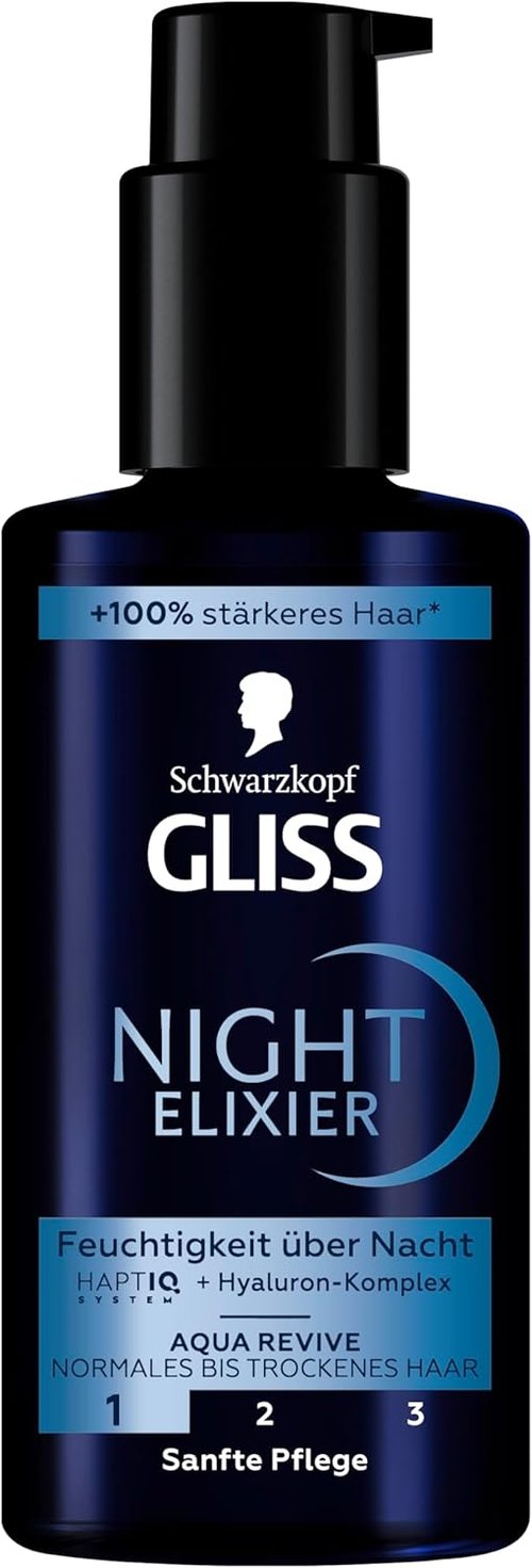 GLISS Schwarzkopf Night Elixir Hair Serum - 100ml Leave-In Hydrating Treatment for Normal to Dry Hair