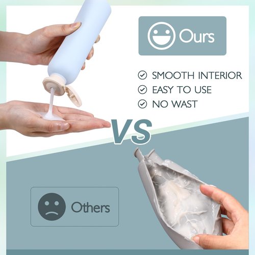 ASEVAT 13.5 oz Plastic Large Travel Shampoo and Conditioner Bottles, Green Squeeze Bottles for Shampoo, Plastic Travel Containers for Toiletries Leak Proof for Lotion, Cream and Liquids (4Pcs)