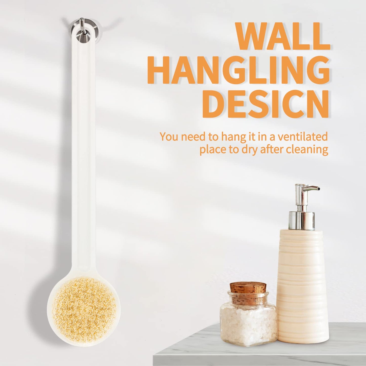 Shower Brush with Soft Bristles, Long Handled Back Bcrubber for Shower,Body Exfoliator for Bath or Dry Brushing, for Men Women Elderly