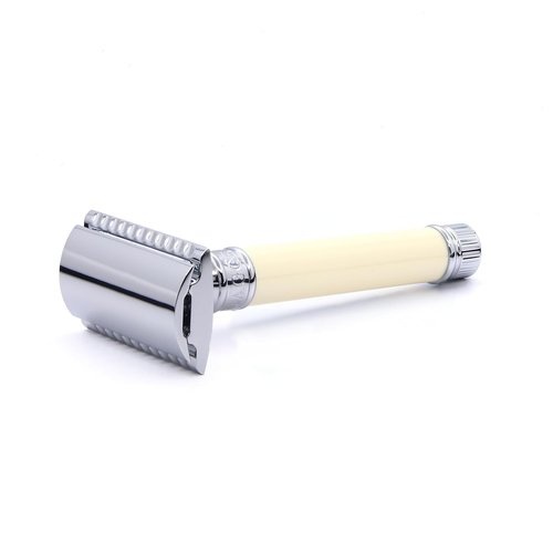 Edwin Jagger Classic Double Edge Safety Razor - Eco-Friendly & Reusable, Imitation Ivory Finish