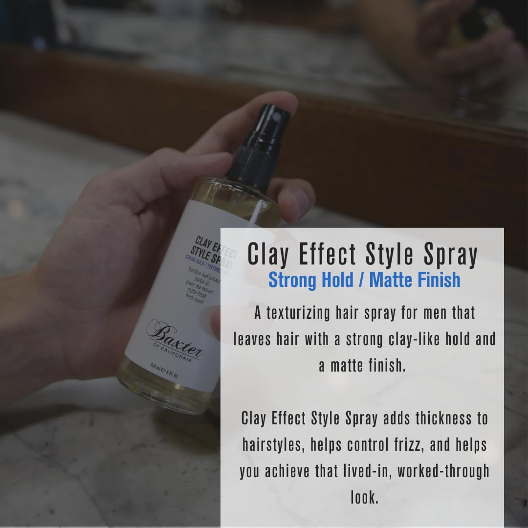 Baxter of California Clay Effect Spray for Men - Strong Hold Hair Styler with Textured Finish