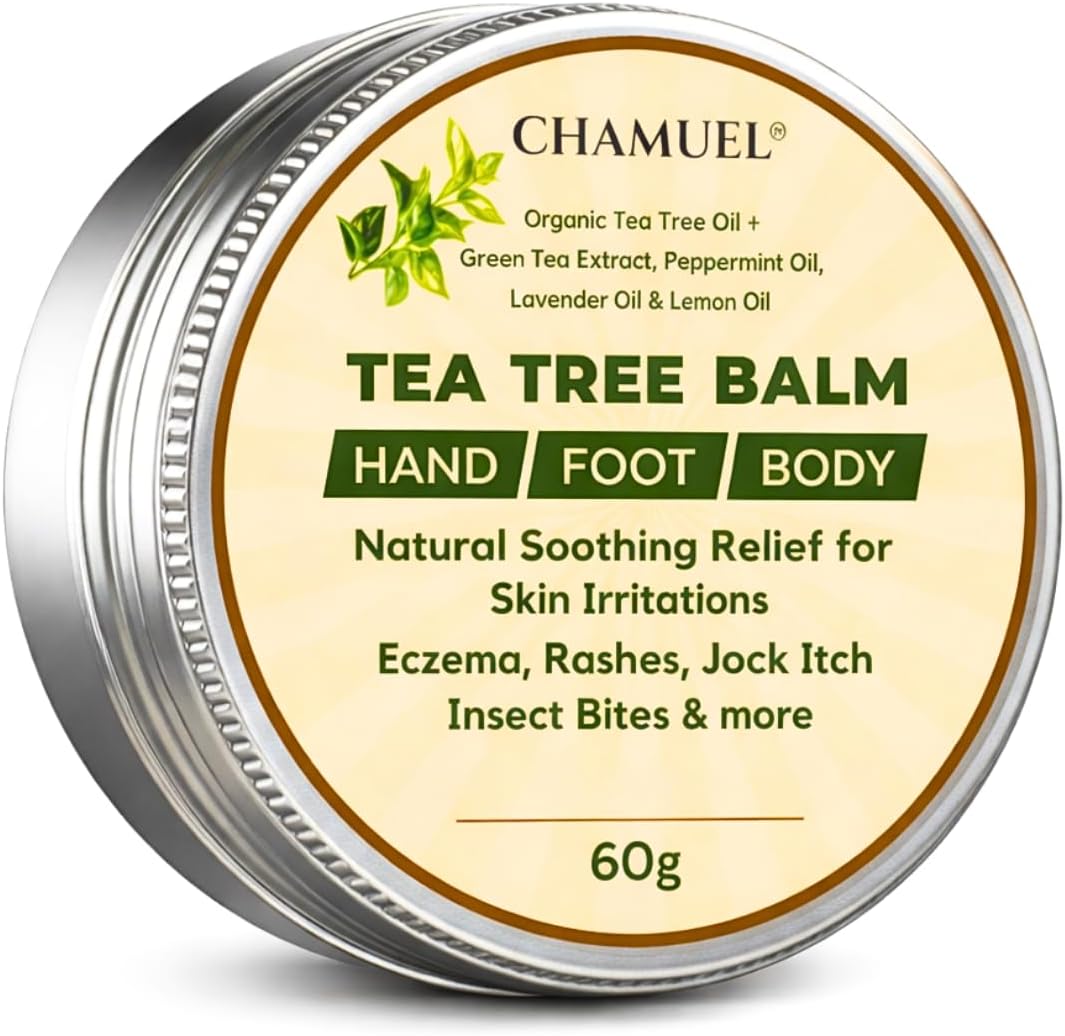 Tea Tree Oil Balm - Natural Itchy Skin Relief for Rashes, Jock Itch & Bug Bites | Safe for All Ages