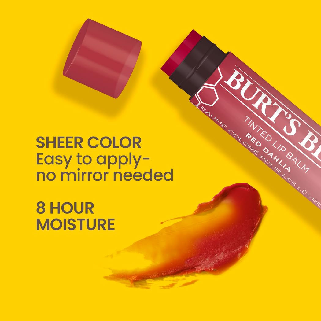 Burt's Bees Tinted Lip Balm - Red Dahlia | Hydrating Color in 0.15oz Size