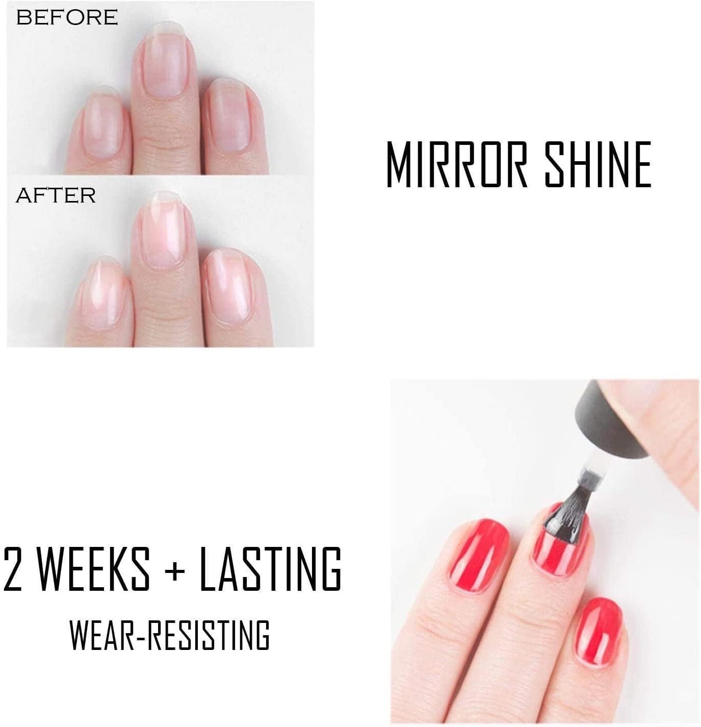 Vishine No Wipe Top Coat | 15ml Long-Lasting UV LED Nail Varnish for Shiny Finish