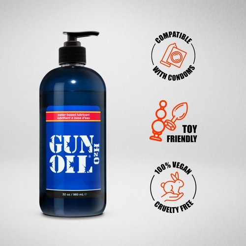 Gun Oil Water-Based Lubricant - 32 Ounce Premium Personal Lube, Long-Lasting & Toy Safe