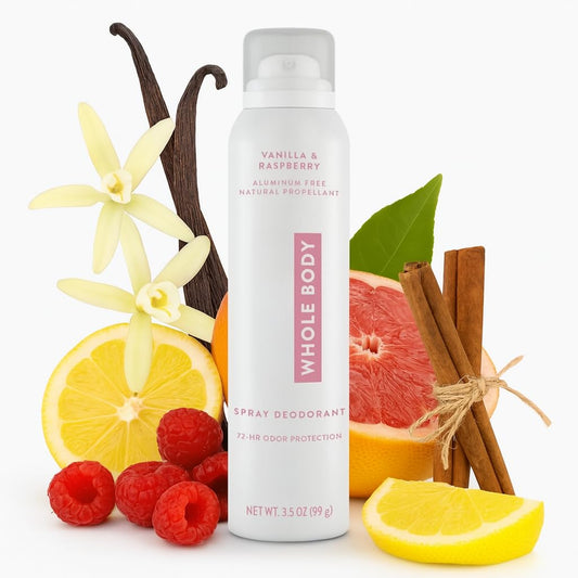 Skiennix Aluminum-Free Deodorant Spray - Vanilla & Raspberry Scent, Gentle Odor Protection, 3.5 oz