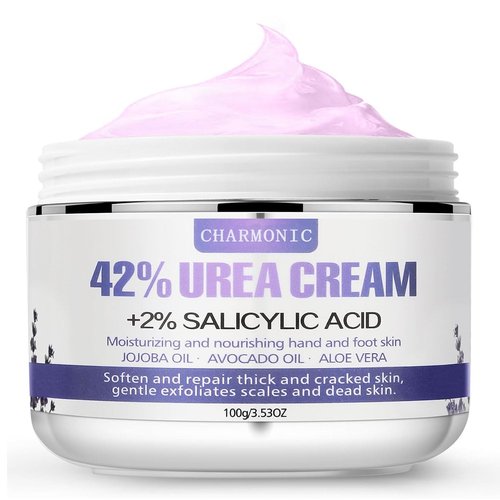 Charmonic Urea Cream 42% Plus Salicylic Acid 2%, Lavender Foot Cream for Dry Cracked Heels Treatment Knees Elbows Hands Repair Treatment, Callus Remover for Feet, Foot Lotion for Dry Cracked Feet