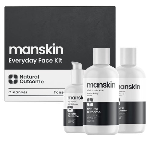Natural Outcome Men's Skin Care Kit - Anti-Aging 3-Step Facial Care Regimen with Cleanser, Toner & Moisturizer