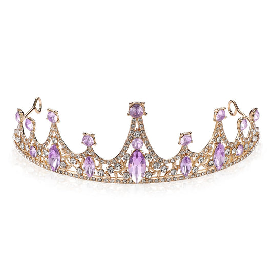 Girls Princess Tiara Halloween Pageant Birthday Gift Crown Purple Coustume Headpiece Kids Hair Jewelry Alloy Headwear Queen Cosplay Women Prom Acrylic