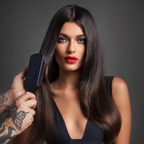 Fromm Professional Intuition Glosser Paddle Brush - Smooth & Glossy Boar Bristle for Shiny, Healthy Hair | Navy