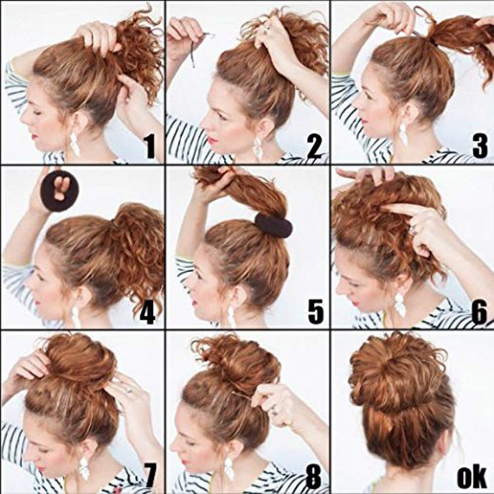 Skiennix Hair Donut Shaper - 2PCS Extra Ring Style Bun Maker for Kids' Short & Thin Hair | 2.5 Inch, Brown