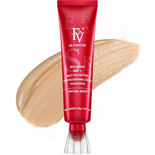 FV Waterproof Liquid Foundation - Lightweight, Oil-Free Matte Finish Makeup for Oily Skin | Natural Beige, 1.05 fl. oz.