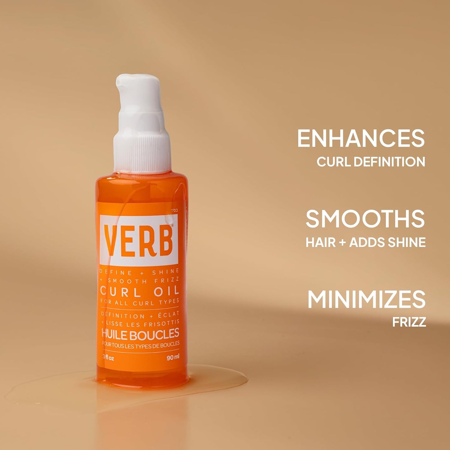 VERB Curl Oil - Define, Shine & Smooth Frizz for All Curl Types - Silicone-Free & Paraben-Free