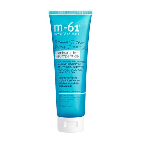 M-61 PowerGlow Pro+ Cleanse - Deep Cleansing Exfoliating Face Wash | AHA & BHA Complex | Milky Gel With Jojoba Beads | Sulfate-Free | 4 Fl. Oz