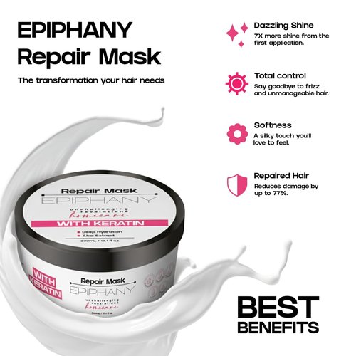 Epiphany Intensive Repair Hair Mask - Deep Conditioning Treatment for Damaged Hair | Frizz Control & Elasticity Restoration