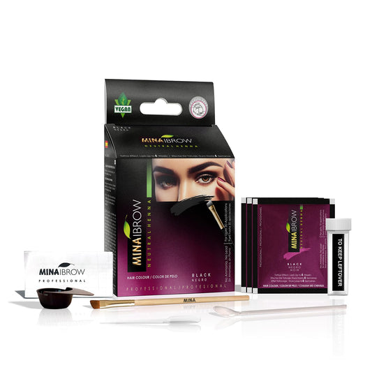 MinaiBrow Instant Hair Dye Kit Black | Natural Spot Coloring Tinting Powder, Water & Smudge Proof | 100% Grey Coverage Upto 30 Applications