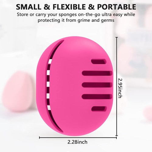 Fauxomor Makeup Sponge Holder - Double-Sided Vented Silicone Case for Travel | Shatterproof & Easy Carry - Rose Red