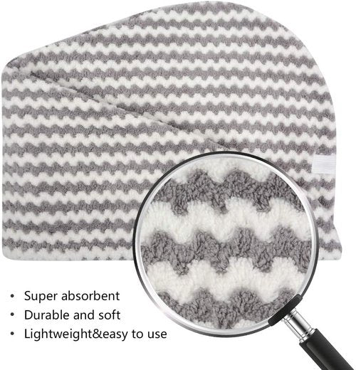 VIVOTE Microfiber Hair Towel Wrap Anti Frizz Hair Turban Hair Drying Towel for Women Wet Hair Absorbent Hair Towel Wrap Head Wrap After Shower 10 x 25.5Inch 3Pack Gray