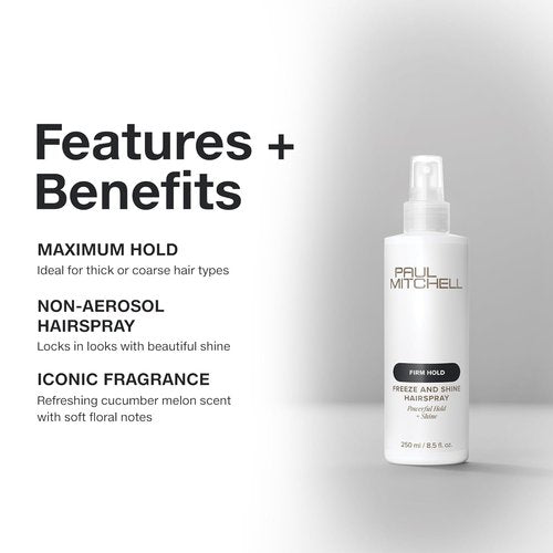 Paul Mitchell Freeze and Shine Super Hairspray - Maximum Hold & Shiny Finish for Coarse Hair