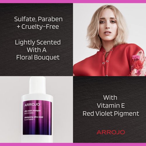 ARROJO Ultra Violet Purple Shampoo - 8.5 oz Color Treated Hair Care to Eliminate Brassy Tones