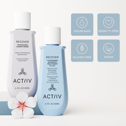 ACTIIV Recover Travel Duo For Men - Plant-Based Hair Care for Fuller, Healthier-Looking Hair | Color-Safe & Vegan