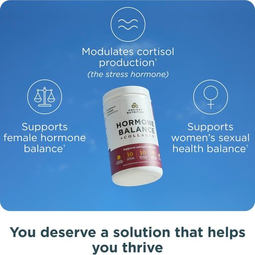 Ancient Nutrition Collagen Powder Supplement - Hormone Balance & Energy Boost, Vanilla, 25 Servings