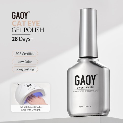 GAOY Nude Glassy Cat Eye Gel Nail Polish, 16ml Glitter Holographic Nail Polish with Magnet, Reflective Translucent UV Gel, 3301 Ash Blonde