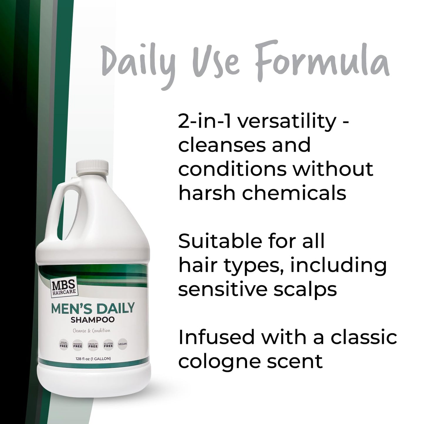 Skiennix Men's Gallon Shampoo - Moisturizing & Hydrating for Sensitive Scalp - Paraben Free, Vegan (128 Fl Oz)