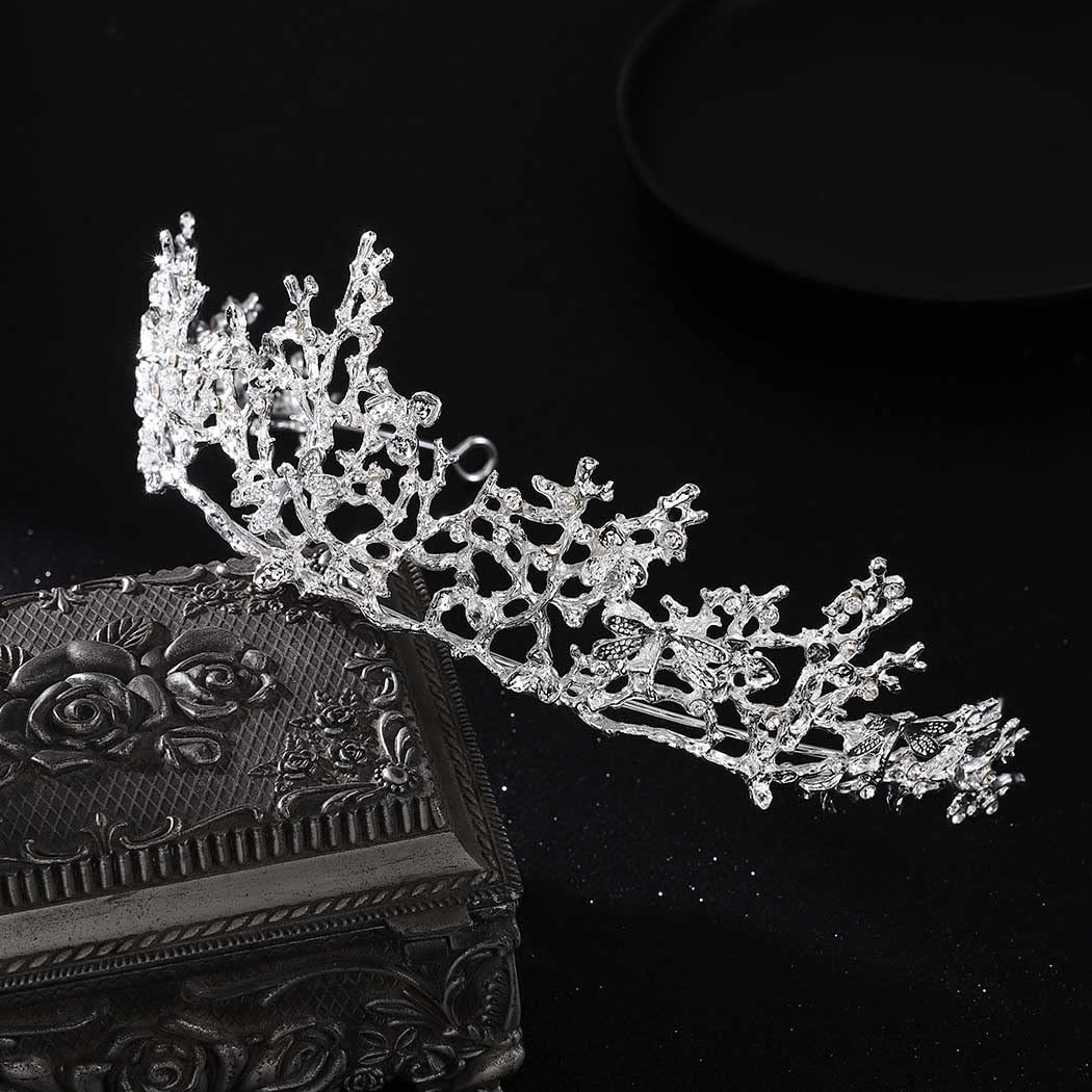 Yean Adult Tiaras and Crowns Gold Wedding Princess Queen Crown Baroque Vintage Rhinestone Tiara Hair Accessories for Women and Men (Silver)