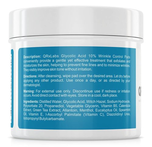 QRxLabs Acne Control, Resurfacing & Wrinkle Control Pads – Glycolic + Salicylic Acid with Pore Refining Toner
