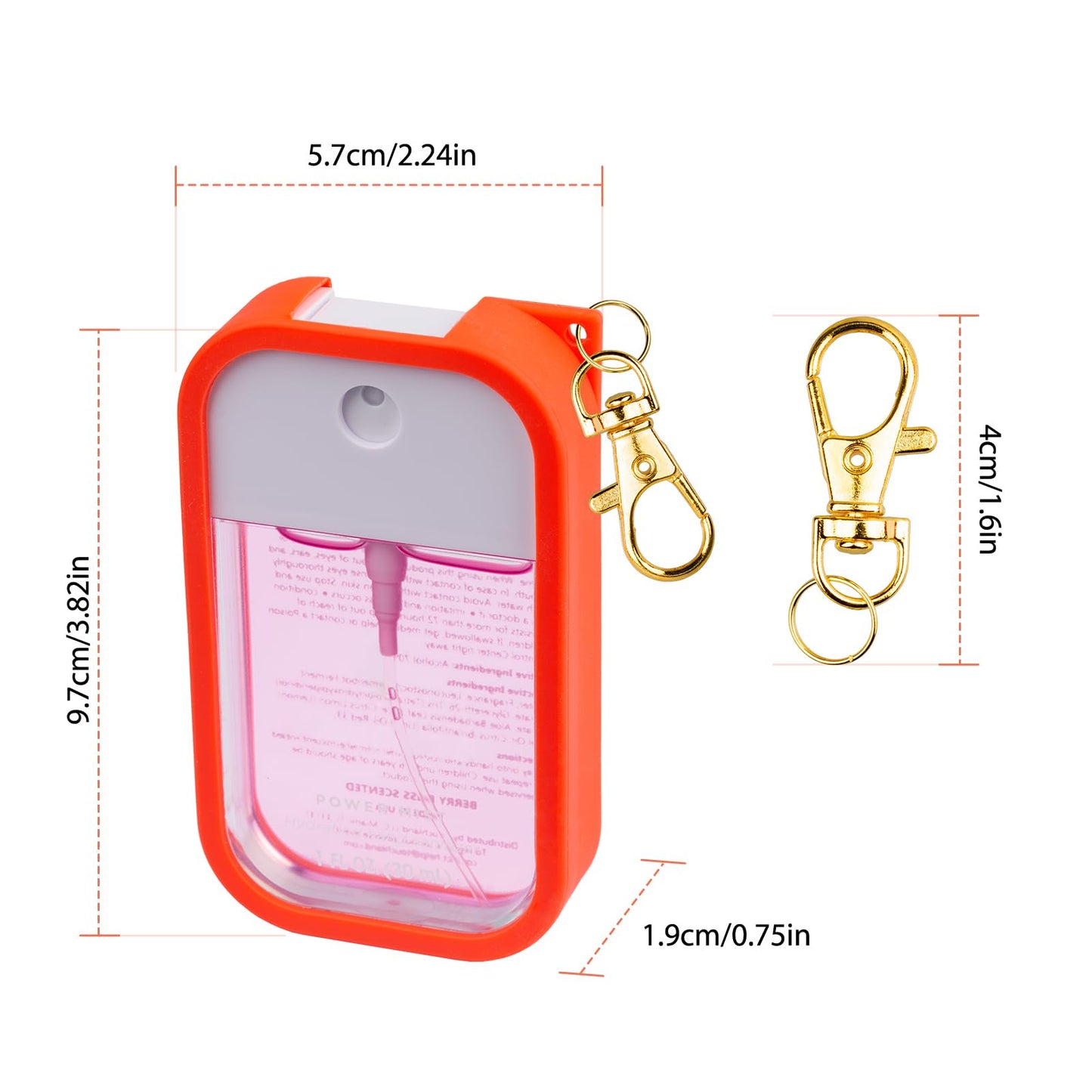 TERPINK Silicone Case Compatible with Touchland Hand Sanitizer Spray, Protective Case with Keychain for Power Mist and Glow Mist 1 fl oz, Hand Sanitizer Spray Accessory (Orange, 1 Pack)