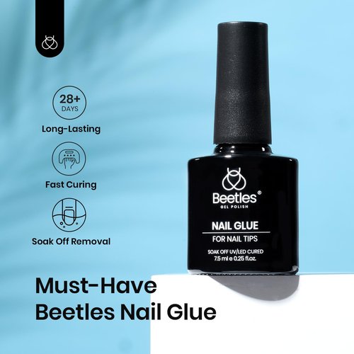 Beetles 9 in 1 Nail Glue Gel for Nail Tips and Clear Acrylic Nails Long Lasting, Curing Needed UV Extension Glue for False Nail Tips and Press on Nails, Spring Nail Art