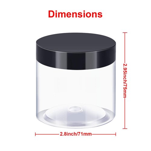 24 Pieces Empty Clear Plastic Jars with Lids Round Storage Containers Wide-Mouth for Beauty Product Cosmetic Cream Lotion Liquid Butter Craft and Food (Black Lid, 8 oz)