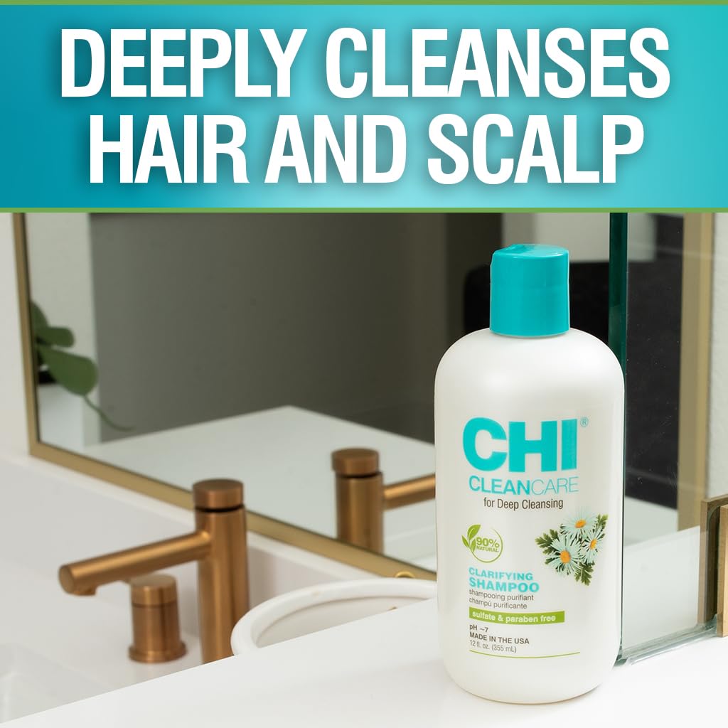 CHI CleanCare Clarifying Shampoo - Deep Cleansing Formula for Hair & Scalp | 12 Oz, Sulfate-Free & Moisture-Restoring