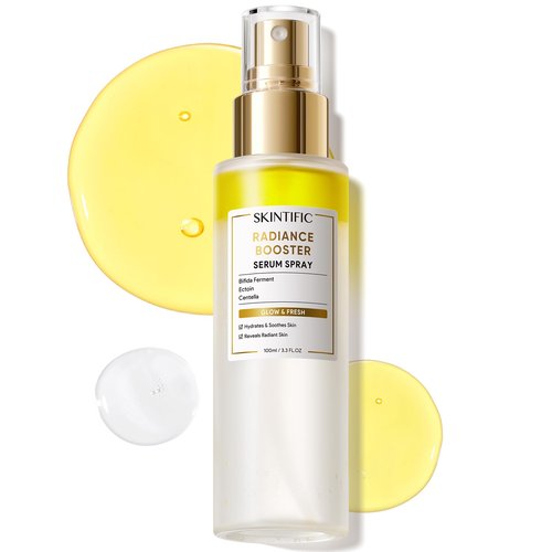 SKINTIFIC Radiance Booster Serum Spray, Hydrating Face Mist with Bifida Ferment & Squalane, Glow Serum for Radiant Skin, Soothes Skin, Vegan Skin Care, All In One Mist 3.3 fl oz