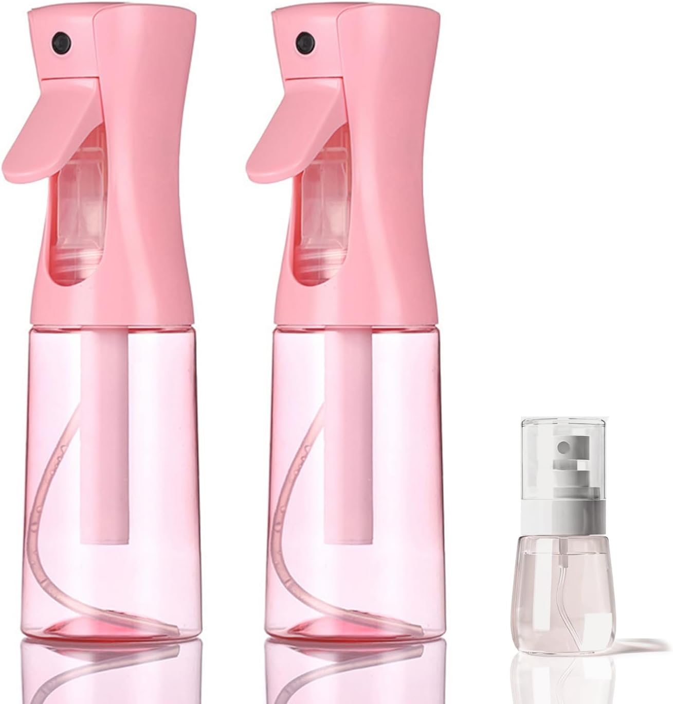 Skiennix 3-Pack Spray Bottles - Continuous Fine Mist for Hair & Plants | 6.8 oz & 1 oz Travel Size - Pink