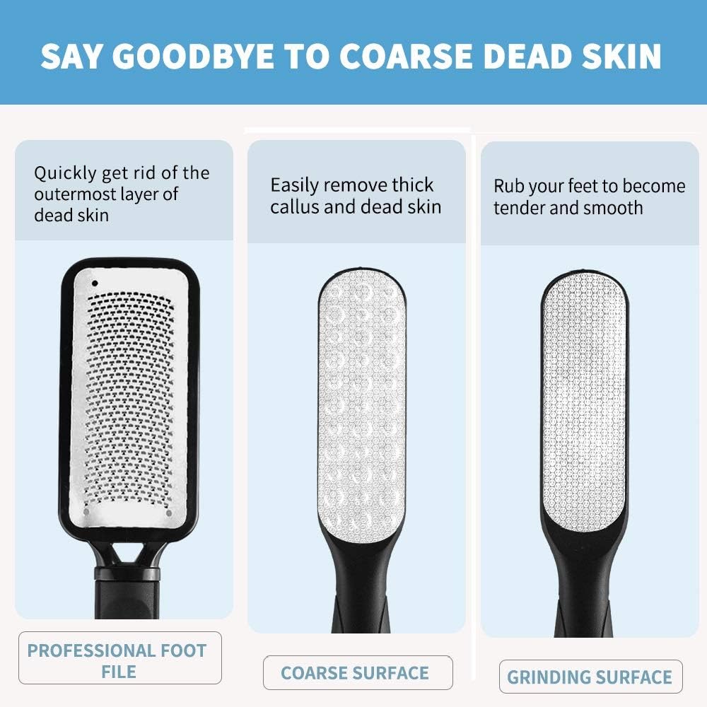Fu Store Stainless Steel Foot Files - Dual-Sided Callus Remover & Pedicure Tools for Smooth Feet