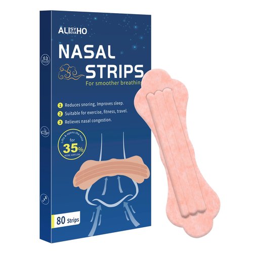 80Pcs Nasal Strips for Snoring - Strong Adhesion Nose Strips for Breathing - Improves Sleep with Nasal Congestion Relief - All Day Use for Sports and Sleep