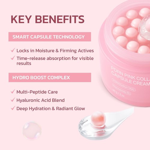 PDRN Pink Collagen Capsule Cream - Dual Texture Barrier Repair Moisturizer | Salmon DNA & 5% Niacinamide 2oz