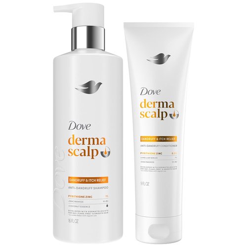 Dove Derma Scalp Anti-Dandruff Shampoo & Conditioner - Itch Relief Treatment with 1% Pyrithione Zinc & Niacinamide