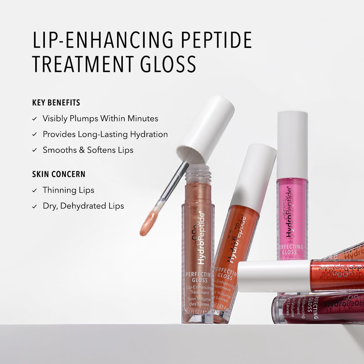 HydroPeptide Lip Plumping Gloss - Hydrating Collagen-Boosting Treatment in Santorini Red, 0.13 Ounce